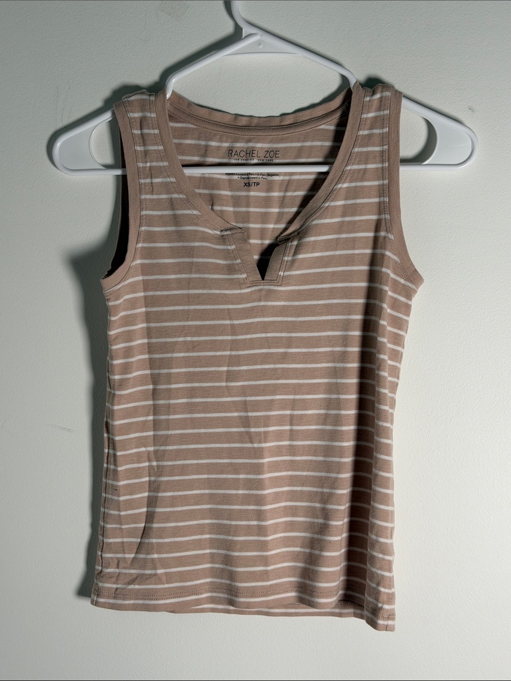 Rachel Zoe brown white striped sleeveless tank top v-neck cute everyday top